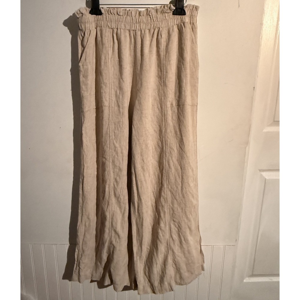 Sozy XXL Wide Leg Pants Pull On Waist Stretchy Boho Cottagecore Beige